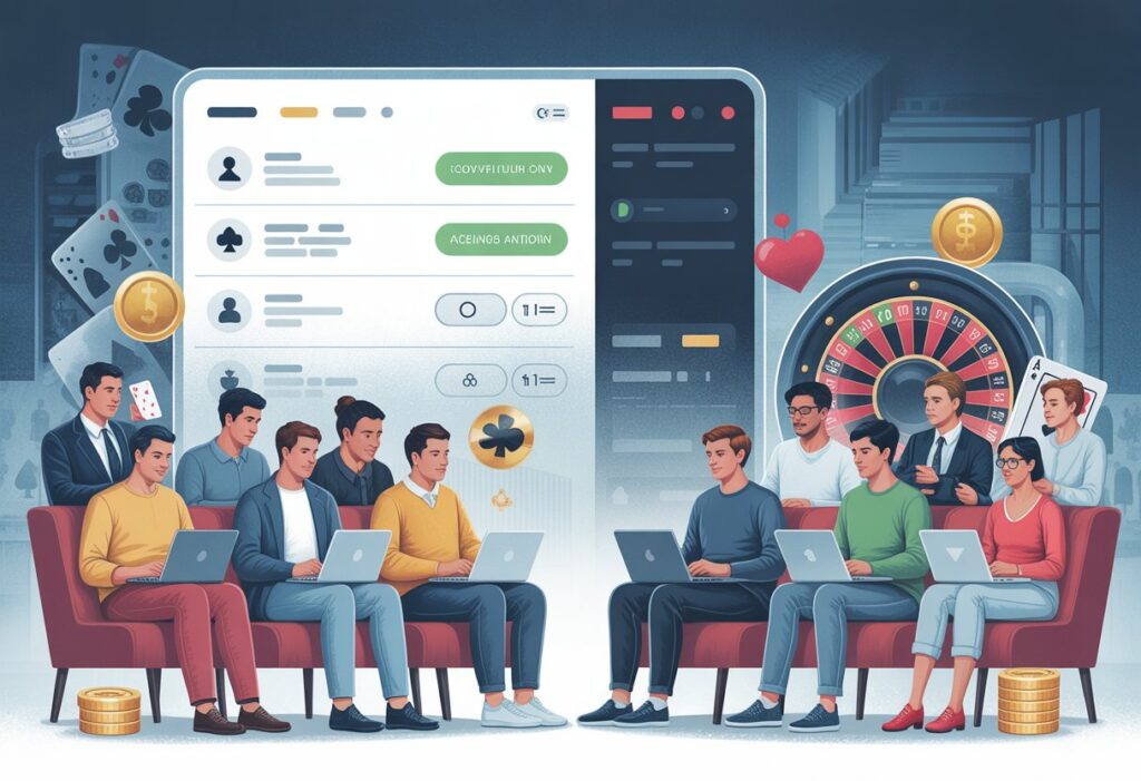 বিভিন্ন খেলোয়াড় তাদের বাড়িতে কম্পিউটার বা স্মার্টফোন ব্যবহার করে অনলাইন ক্যাসিনো থেকে টাকা উত্তোলনের জন্য নিরাপদ লেনদেন করছে।